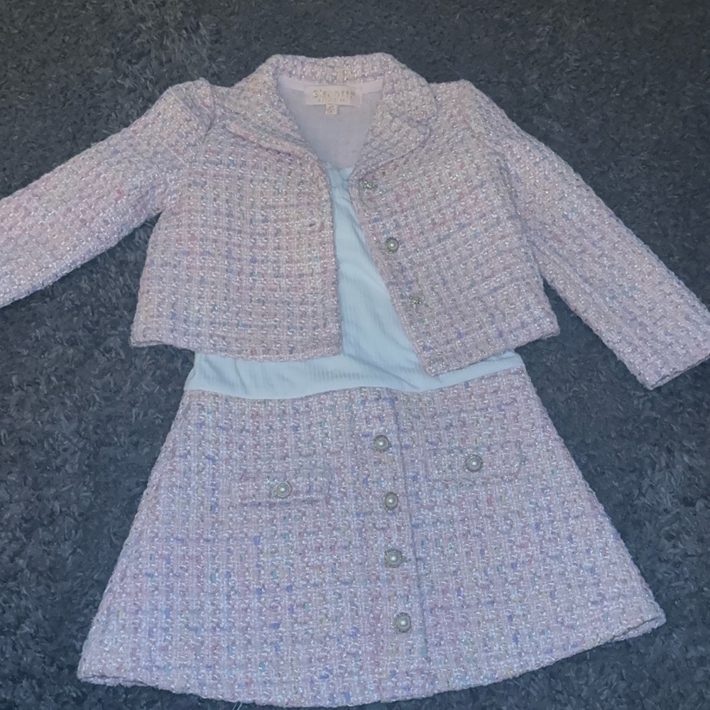 Biscotti Pastel Tweed Jacket and Skirt Set